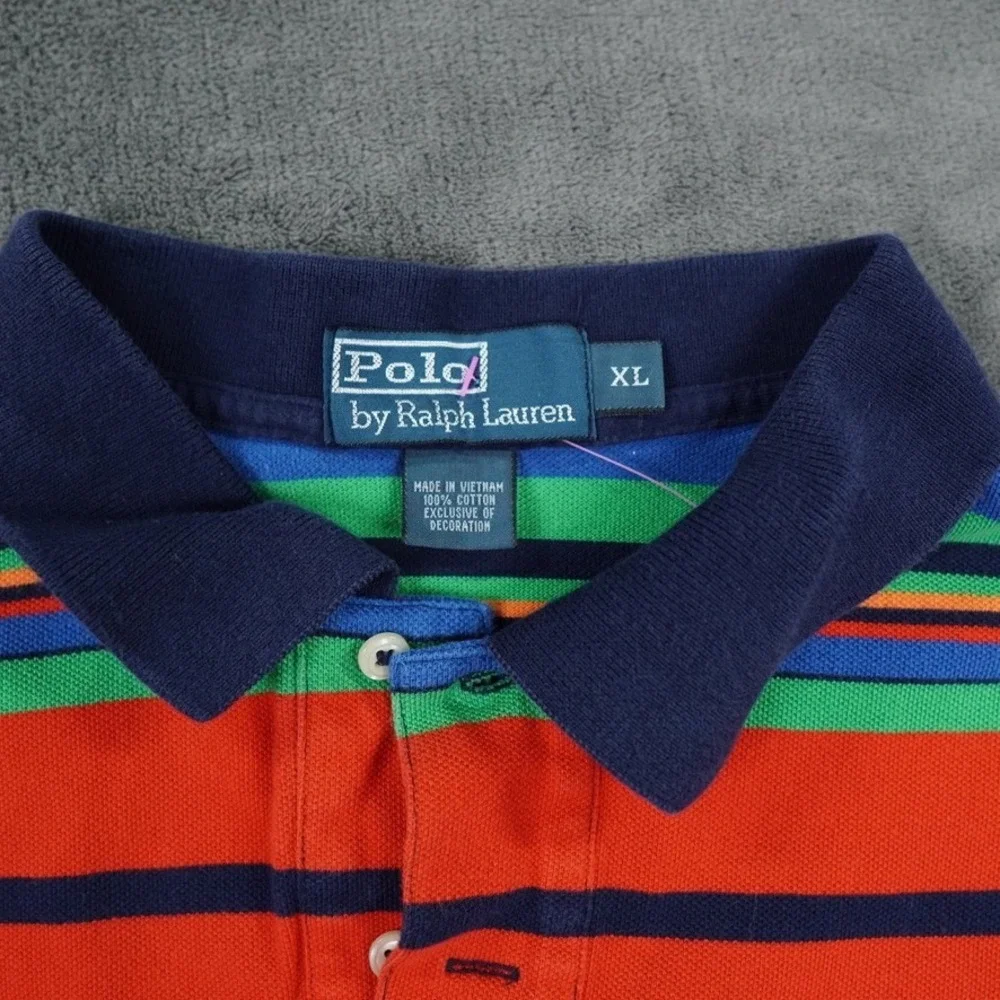 VTG Polo Ralph Lauren Polo Shirt Men Extra Large Stripe ClassicFit Pony Lot of 3